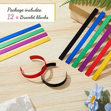 Lewtemi 12 Pcs Colorful Aluminum Stamping Bracelet Blanks