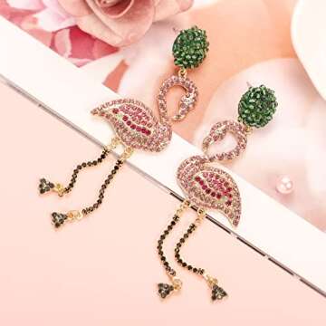 Selenichast Valentine's Day Gifts Pink Flamingo Earrings for Women Christmas Jewelry Gifts,Pink