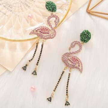 Selenichast Valentine's Day Gifts Pink Flamingo Earrings for Women Christmas Jewelry Gifts,Pink