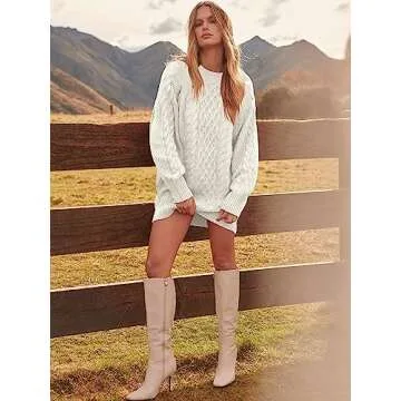 Cozy Cable Knit Sweater Dress for Women - Oversized Chic