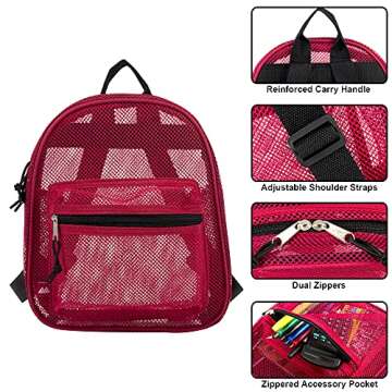 Mini Mesh Backpack for Women, Men, Beach Toys, Pool, and Swimming Gear; Mini Transparent Backpacks w...