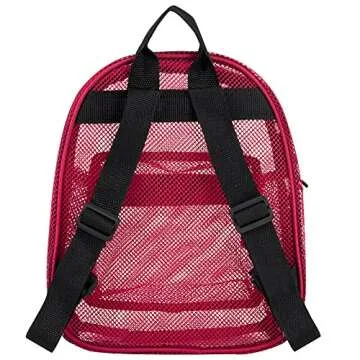 Mini Mesh Backpack for Women, Men, Beach Toys, Pool, and Swimming Gear; Mini Transparent Backpacks with Padded Straps (Red)