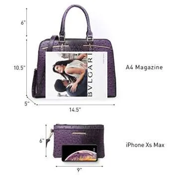 Women Handbag Wallet Tote Shoulder Hobo Bag Top Handle Satchel Purse Set 2pcs with 3 Compartments