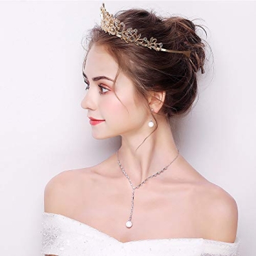 Didder Gold Crystal Tiara Crown Elegant Bridal Party Headband