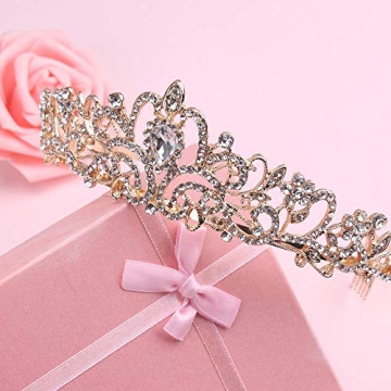Didder Gold Crystal Tiara Crown Elegant Bridal Party Headband