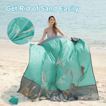ISOPHO Beach Blanket, 79''×83'' Picnic Blankets Waterproof Sandproof for 4-7 Adults, Oversized Lightweight Beach Mat, Portable Picnic Sand Proof Mat for Travel, Camping, Hiking, Packable w/Bag