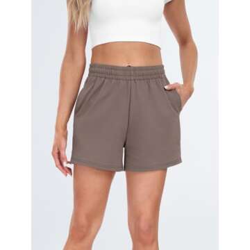 AUTOMET Womens Sweat Shorts Casual Summer Drawstring Comfy Elastic High Waist Running Clothes with P...