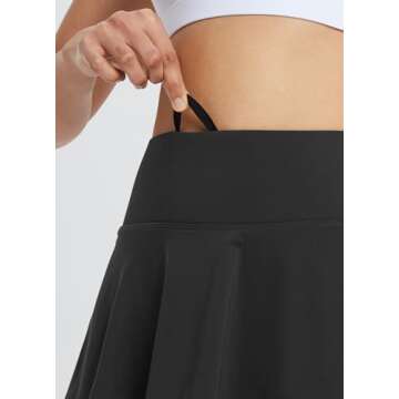 BALEAF Women's 14" Tennis Skirts Golf Skorts with Pockets Pleated Mini Skirt Athletic Workout Liner Shorts Layered Ruffle Black XS