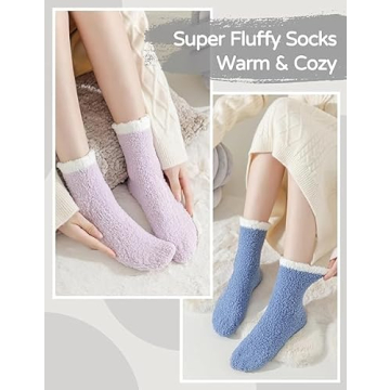 TEHOOK Fuzzy Winter Socks for Women - 6 Pack Cozy