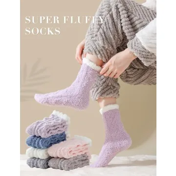 TEHOOK Fuzzy Winter Socks for Women - 6 Pack Cozy