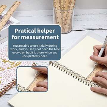 60 Pack Wooden Ruler with Dual Scales for Office and School