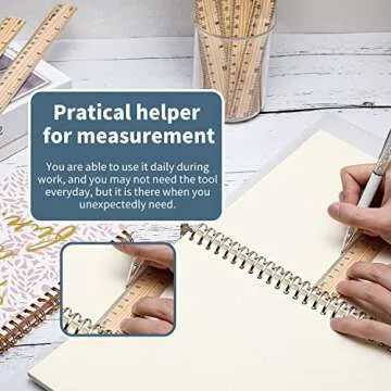 60 Pack Wooden Ruler with Dual Scales for Office and School