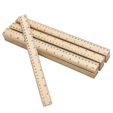 60 Pack Wooden Ruler with Dual Scales for Office and School
