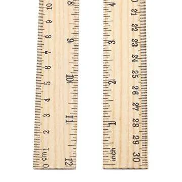 60 Pack Wooden Ruler with Dual Scales for Office and School