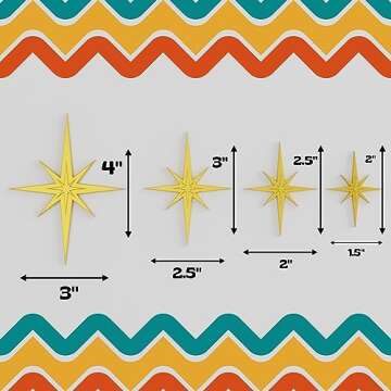 Midcentury Modern Vintage Style Atomic Star Bursts Fridge Magnets Art Refrigerator Kitchen Décor 1960s Retro Stars 50s Home Office MCM (White)