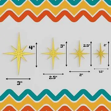 Midcentury Modern Vintage Style Atomic Star Bursts Fridge Magnets Art Refrigerator Kitchen Décor 1960s Retro Stars 50s Home Office MCM (White)