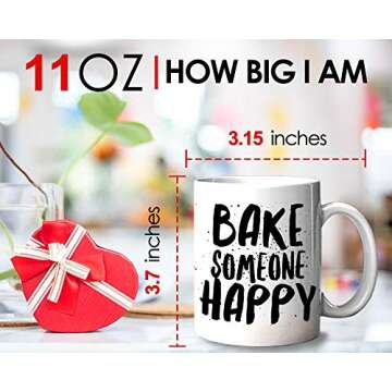 Baker Mug Coffee Mug 11 Ounce - Bake Someone Happy - Funny Ceramic Tea Cup Novelty Gift Idea for Bakers Pastry Chef Cake Baker Decorators Bakery Owners Foodies Cooking Lovers