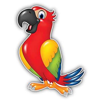 Happy Parrot Cartoon Sticker for Scrapbooking, Calendars, Arts, Kids DIY Crafts, Album, Bullet Journals 50 Pack
