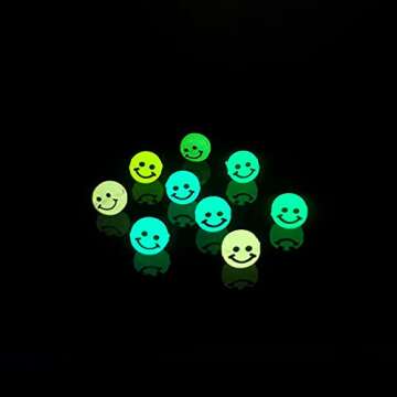 200pcs Glowing Solar Luminous Smile Face Beads Mixed Acrylic Glow in The Dark Happy Face Beads Charm...