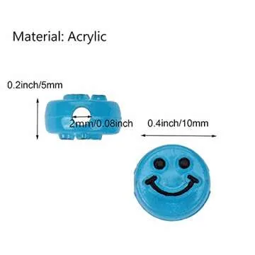 200pcs Glowing Solar Luminous Smile Face Beads Mixed Acrylic Glow in The Dark Happy Face Beads Charms with Rope for DIY Jewelry Craft Making Party Decoration (Luminous)