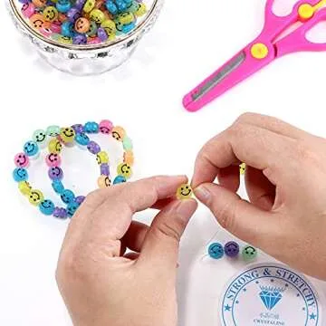 200pcs Glowing Solar Luminous Smile Face Beads Mixed Acrylic Glow in The Dark Happy Face Beads Charms with Rope for DIY Jewelry Craft Making Party Decoration (Luminous)