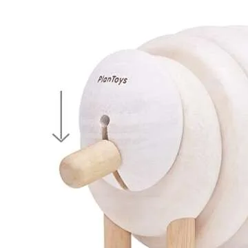 PlanToys Lacing Sheep Wooden Toddler Toys for Color Sequencing with Colored Beads and Matching Different Sized Rings - Lace Together to Build the Sheep