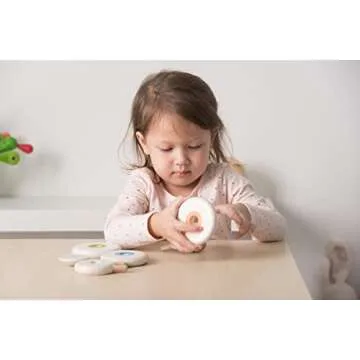 PlanToys Lacing Sheep Wooden Toddler Toys for Color Sequencing with Colored Beads and Matching Different Sized Rings - Lace Together to Build the Sheep