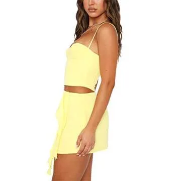 ROAONOCOMO Y2K Ruffle 2 Piece Skirt Set for Women
