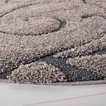 SAFAVIEH Florida Shag Collection Area Rug - 6'7" Round, Grey & Light Blue, Scroll Design, Non-Shedding & Easy Care, 1.2-inch Thick Ideal for High Traffic Areas in Living Room, Bedroom (SG455-1160)