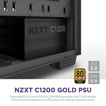 NZXT C1200 PSU - 1200 Watt Gaming PC Power Supply – ATX 3.0 – PCIe 5.0 12VHPWR Connector – 80 ...