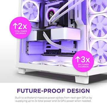 NZXT C1200 PSU - 1200 Watt Gaming PC Power Supply – ATX 3.0 – PCIe 5.0 12VHPWR Connector – 80 Plus Gold Efficiency – Fully Modular – Zero Fan Mode – Black Sleeved Cables – 10 Year Warranty – Black