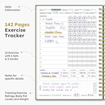 Fitness Workout Journal for Women & Men, A5(5.5" x 8.2") Workout Log Book Planner for Tracking, Prog...