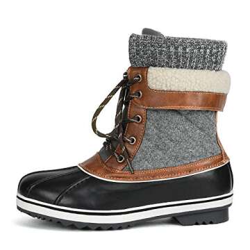 DREAM PAIRS Women's Mid Calf Waterproof Winter Snow Boots Monte,Size 5,Black/Grey,Monte_01