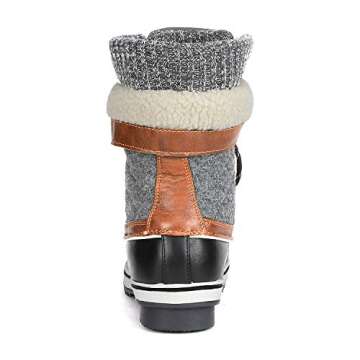 DREAM PAIRS Women's Mid Calf Waterproof Winter Snow Boots Monte,Size 5,Black/Grey,Monte_01