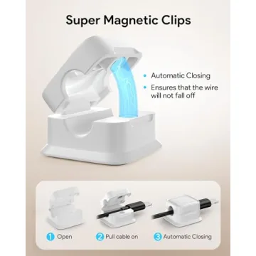 8 Pack Magnetic Cord Organizer Holder,Strong Adhesive Desk Cable Management Easy Open,Organize Phone Charging Cords Wire Holder Organizer Neatly for Home,Office,Car,Desk,Nightstand-White