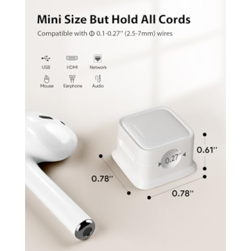 8 Pack Magnetic Cord Organizer Holder,Strong Adhesive Desk Cable Management Easy Open,Organize Phone Charging Cords Wire Holder Organizer Neatly for Home,Office,Car,Desk,Nightstand-White