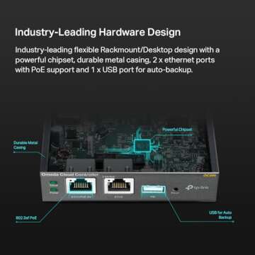 TP-Link Omada Hardware Controller | SDN Integrated | PoE Powered | Manage Up to 100 Devices | Easy & Intelligent Network Monitor & Maintenance | Cloud Access & Omada App (OC200)