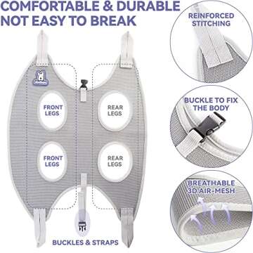 Loflaze Dog Grooming Hammock Harness for Dogs & Cats with Pet Nail Clipper Trimmer - Cat Hanger Sling for Trimming Clipping Nails- Dog Hammock Restraint Bag for Small Medium Large Dog （ Grey S ）