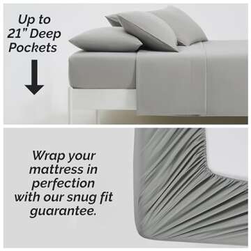 Southshore Fine Living, Inc. Queen Sheets, Deep Pocket Set, Hotel Quality Soft Microfiber Grey Sheet...