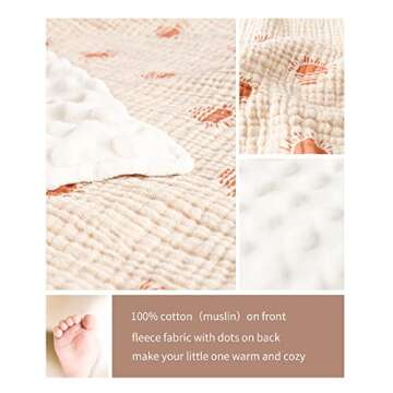 Konssy Baby Blankets for Unisex Boys Girls, Super Soft Nursery Minky Blankets with Muslin Cotton Fro...