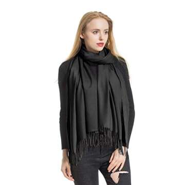 elzama Solid Color Shawl Scarf | Large & Cashmere Soft Pashmina For Women | Winter Blanket Wrap