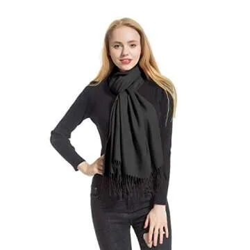 elzama Solid Color Shawl Scarf | Large & Cashmere Soft Pashmina For Women | Winter Blanket Wrap