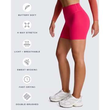 Aoxjox Metamorph Workout Biker Shorts for Women Tummy Control High Waisted Athletic Gym Running Deep V Yoga Short 6" (Love Potion, Small)