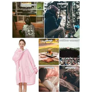 Century Star Wearable Blanket Hoodies for Women Men Sherpa Oversized Giant Thick Cozy Fleece Soft Warm Adult Sweatshirt Hooded Christmas Red plaid