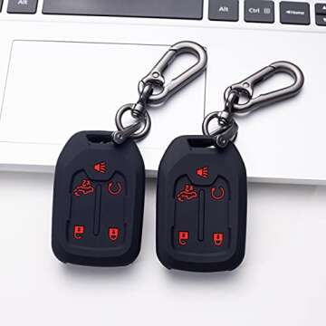 JKCOVER 2PCS Smart Key Fob Case Cover Compatible with 2019 2020 2021 2022 Chevrolet Chevy Silverado ...