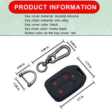 JKCOVER 2PCS Smart Key Fob Case Cover Compatible with 2019 2020 2021 2022 Chevrolet Chevy Silverado and GMC Sierra 1500 2500HD 3500HD Accessories Silicone Black Remote Key Chain Protector (5 Button)