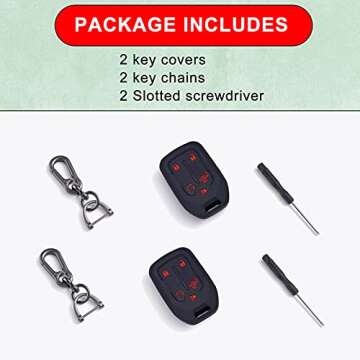 JKCOVER 2PCS Smart Key Fob Case Cover Compatible with 2019 2020 2021 2022 Chevrolet Chevy Silverado and GMC Sierra 1500 2500HD 3500HD Accessories Silicone Black Remote Key Chain Protector (5 Button)