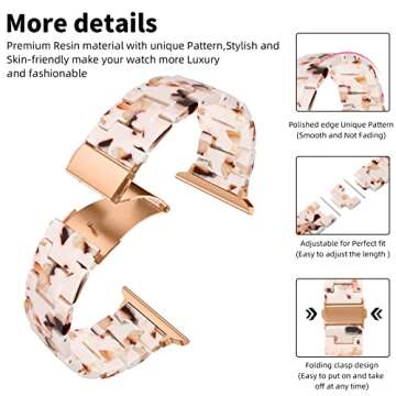 GEAK Compatible with Resin Apple Watch Bands 40mm 38mm 41mm for Women Men, Stylish Resin Bracelet iW...