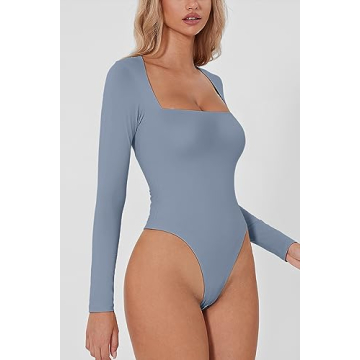 Stylish QINSEN Women's Sexy Bodysuit in County Blue