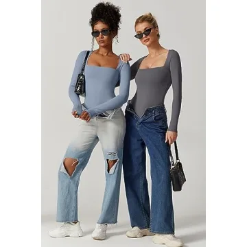 Stylish QINSEN Women's Sexy Bodysuit in County Blue